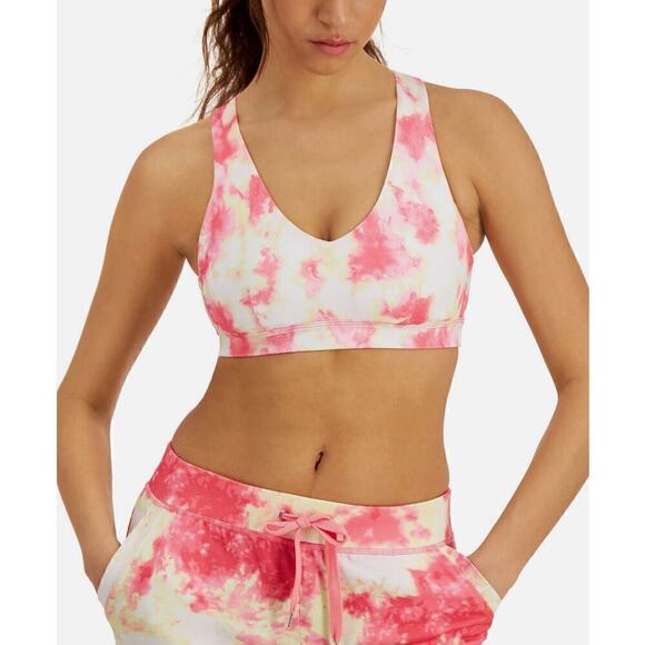 Ideology Women's Small Tie Dye Low Impact Sports Bra Pink - Picture 1 of 7